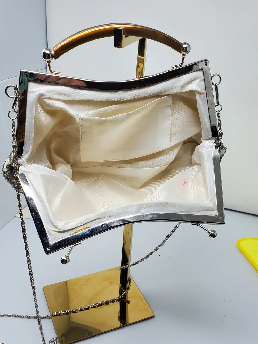 Silver Embellished Evening Clutch with Top Handle